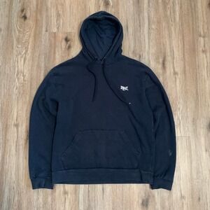 Vintage y2k Everlast embroidered logo hooded pullover sweatshirt in black -small